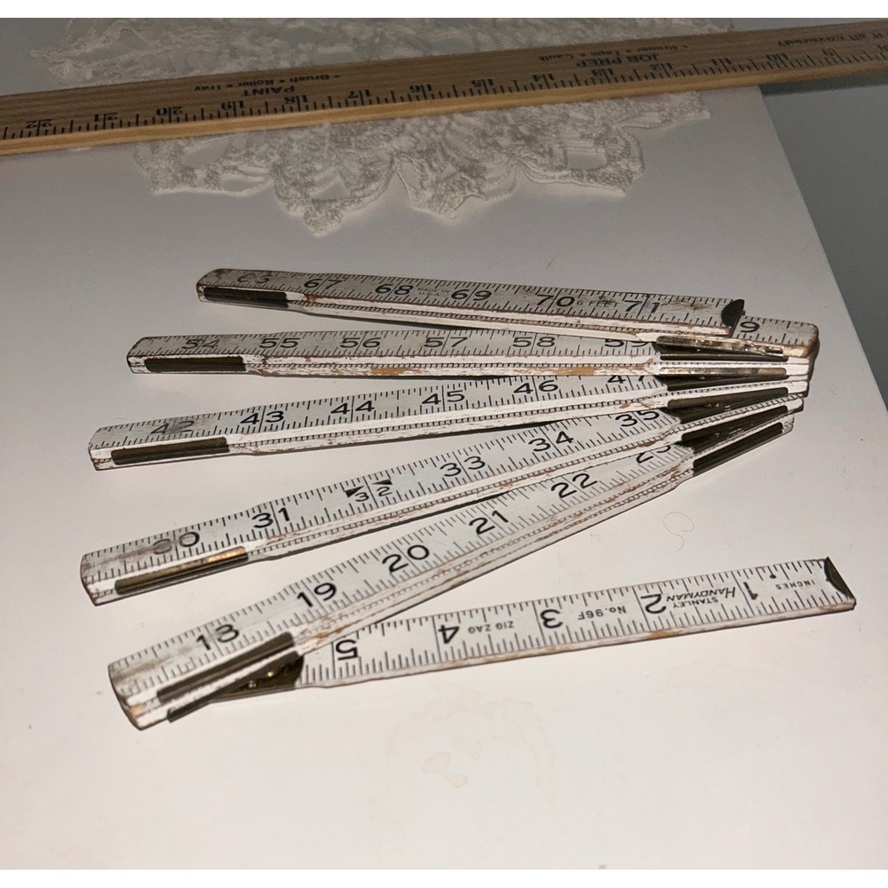 Vintage Stanley Handyman No 96F Zig Zag Folding Ruler 6 Foot White Wood USA